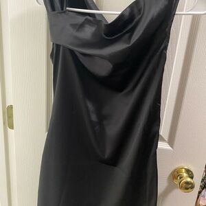 Asymmetrical satin black dress size xs